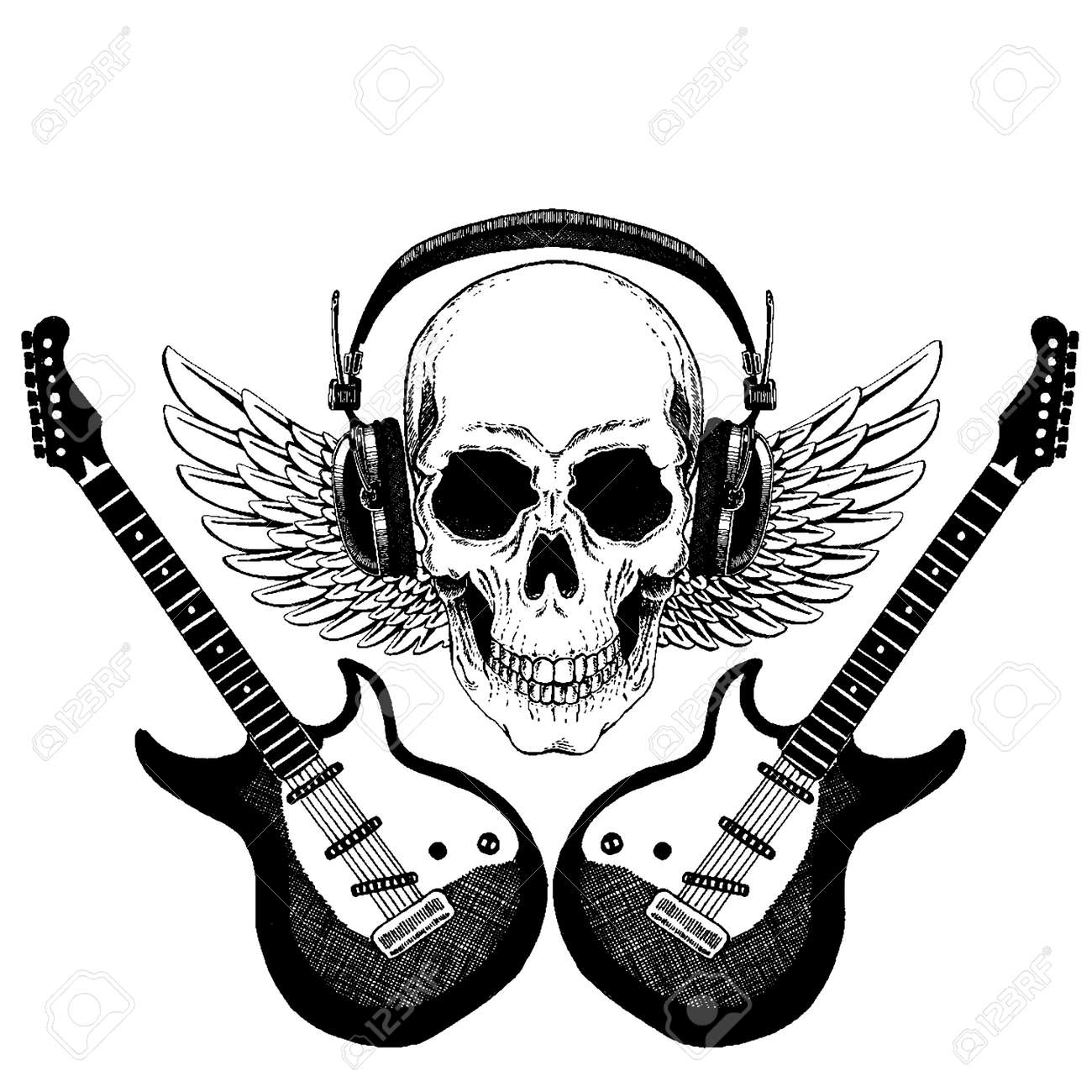 Vector Skull. Heavy Metal Symbol With Wings. King Of Rock Music. Royalty  Free SVG, Cliparts, Vectors, and Stock Illustration. Image 144193426., image size:1300x1300