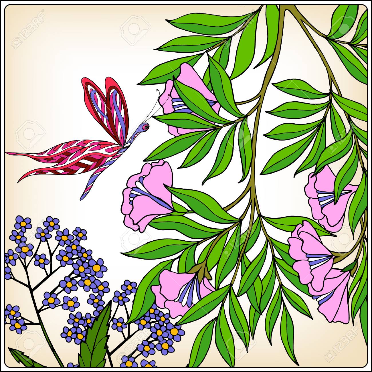 Fleurs Decoratives Oiseaux Et Papillons Bon Pour La Carte De Voeux Pour L Anniversaire La Saint Valentin Ou Le Mariage Ou Peut Etre Employe Comme Copie Sur Des T Shirts Et Des Sacs Illustration Vectorielle Fleurs Decoratives Oiseaux Et Papillons Bon Pour La Carte De Voeux Pour L Anniversaire La Saint Valentin Ou Le Mariage Ou Peut Etre Employe Comme Copie Sur Des T Shirts Et Des Sacs Illustration Vectorielle