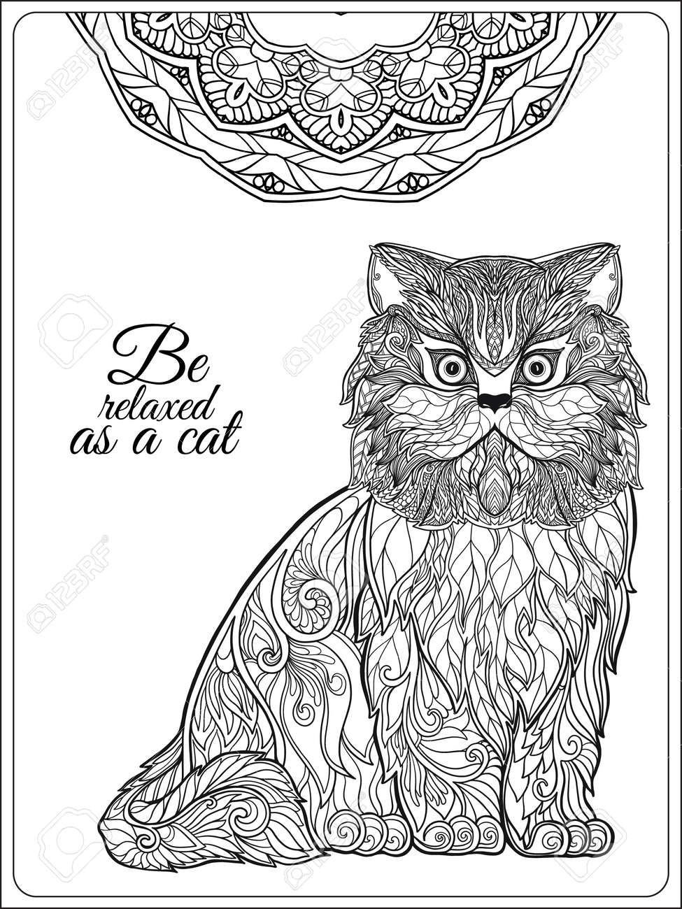 Chat Decoratif Avec Mandala Illustration Vectorielle Livre De Coloriage Adulte Coloriage Illustration Vectorielle Clip Art Libres De Droits Vecteurs Et Illustration Image