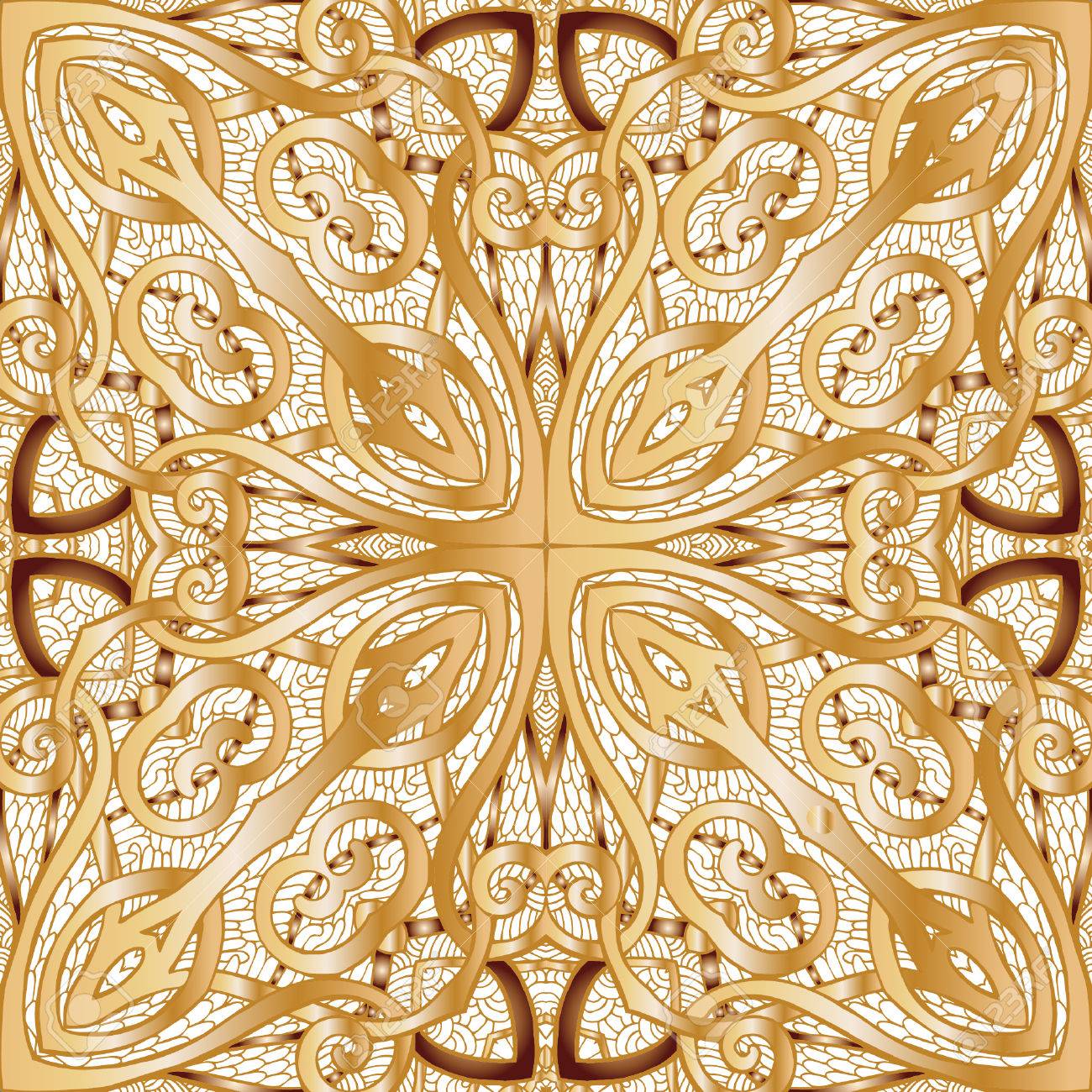 decorative seamless pattern in gold color in art deco style