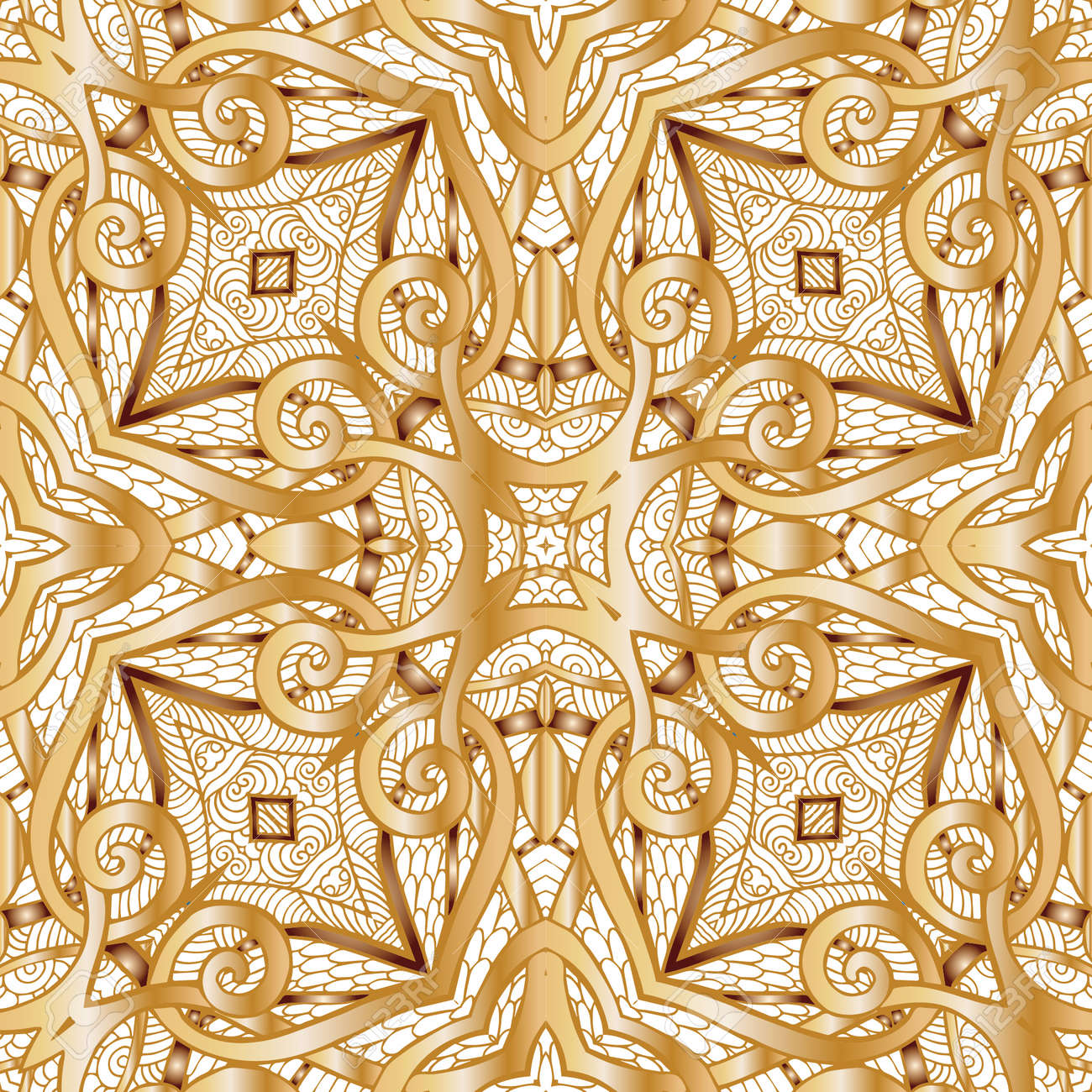 decorative seamless pattern in gold color in art deco style