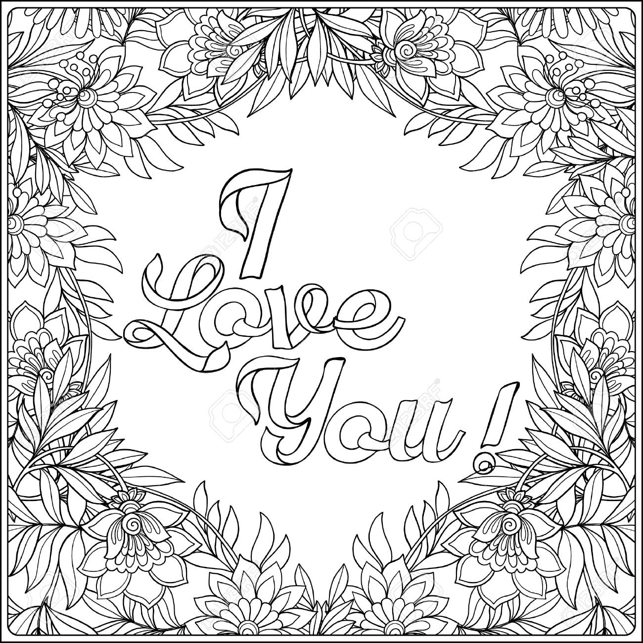 Coloriage Avec Message Dans Cadre Decoratif Floral Vintage Adulte Livre De Coloriage Dessin Au Trait Vector Illustration Clip Art Libres De Droits Vecteurs Et Illustration Image 60088480