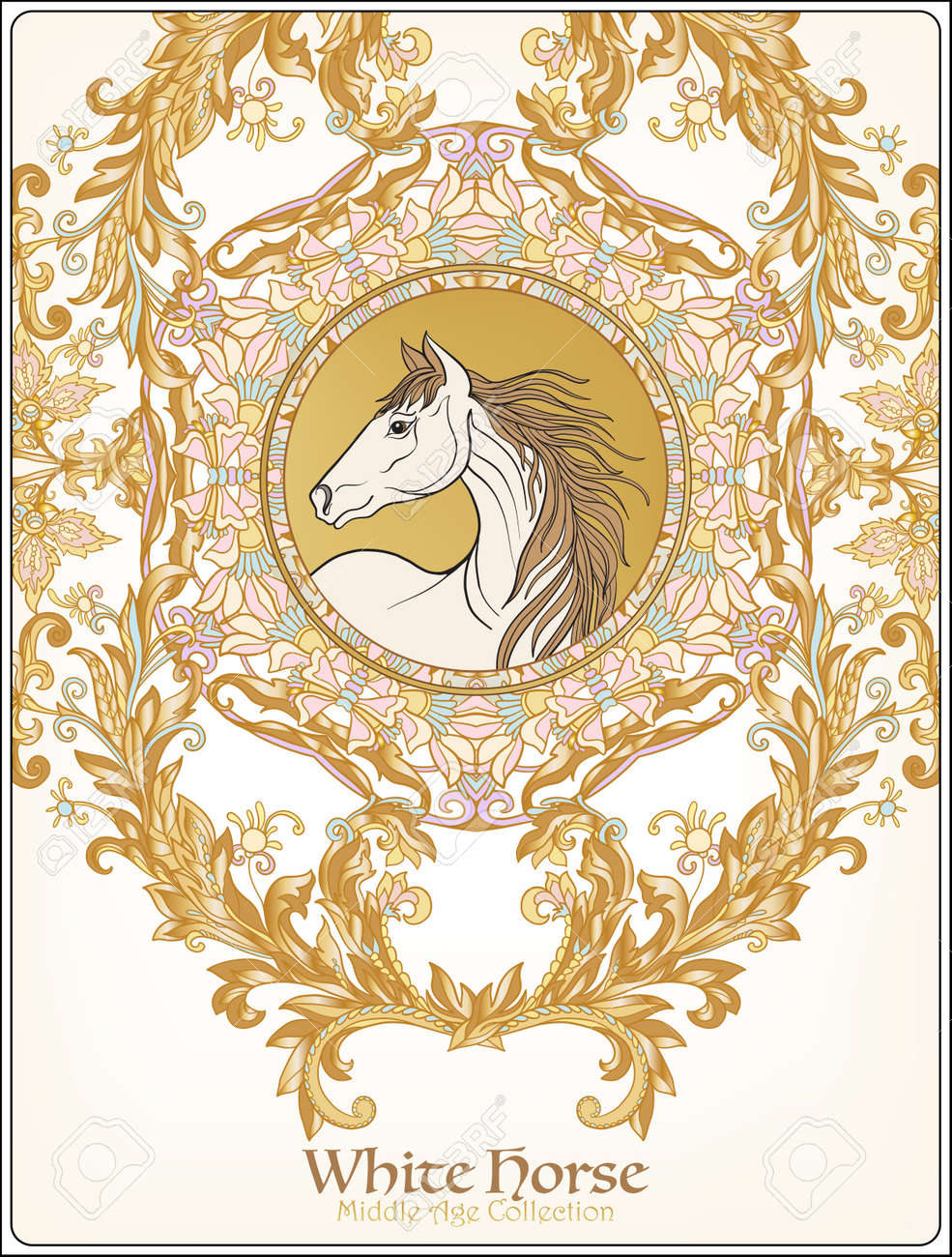 Pferd Im Vintage Dekorativen Blumenmandala Rahmen Vektor Illustration Gut Fur Grusskarte Fur Geburtstag Einladung Oder Banner Lizenzfrei Nutzbare Vektorgrafiken Clip Arts Illustrationen Image 62902612