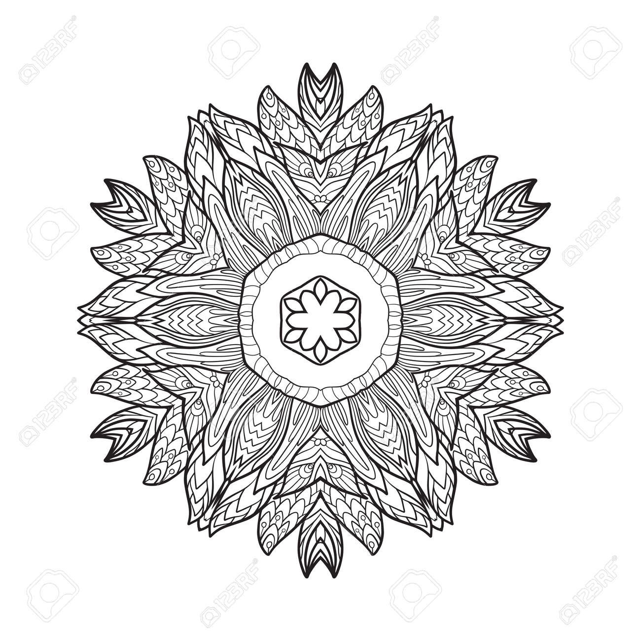 Deco Mandala Patterned élément Amulette ethnique Anti stress livre   colorier pour