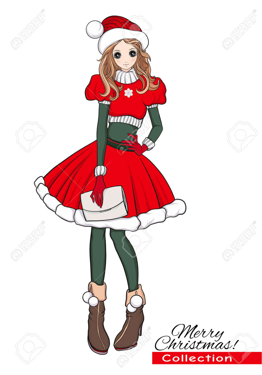 クリスマス クリスマス 冬 幸せコンセプト サンタ ヘルパー帽子と衣装でカワイイ漫画落書き少女 ストック ライン ベクトル イラスト のイラスト素材 ベクタ Image クリスマス クリスマス 冬 幸せコンセプト サンタ ヘルパー帽子と衣装でカワイイ漫画落書き少女 ストック ライン ベクトル イラスト のイラスト素材 ベクタ Image