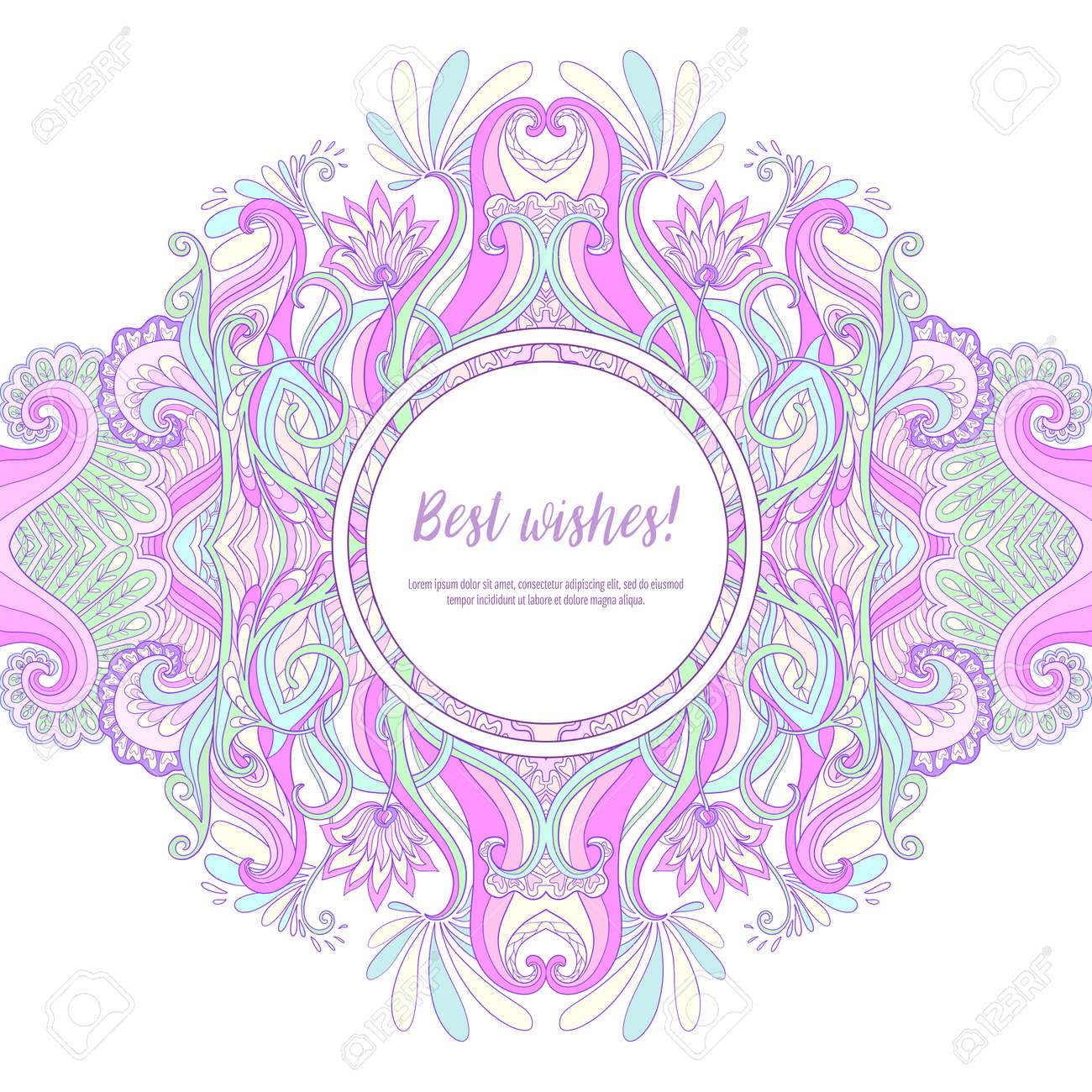 招待状や本文 美しい空間 パステル カラーの高級ポストカードとグリーティング カード 誕生日 招待状またはバナーのために適しています ストック ラインのベクトル図 のイラスト素材 ベクタ Image