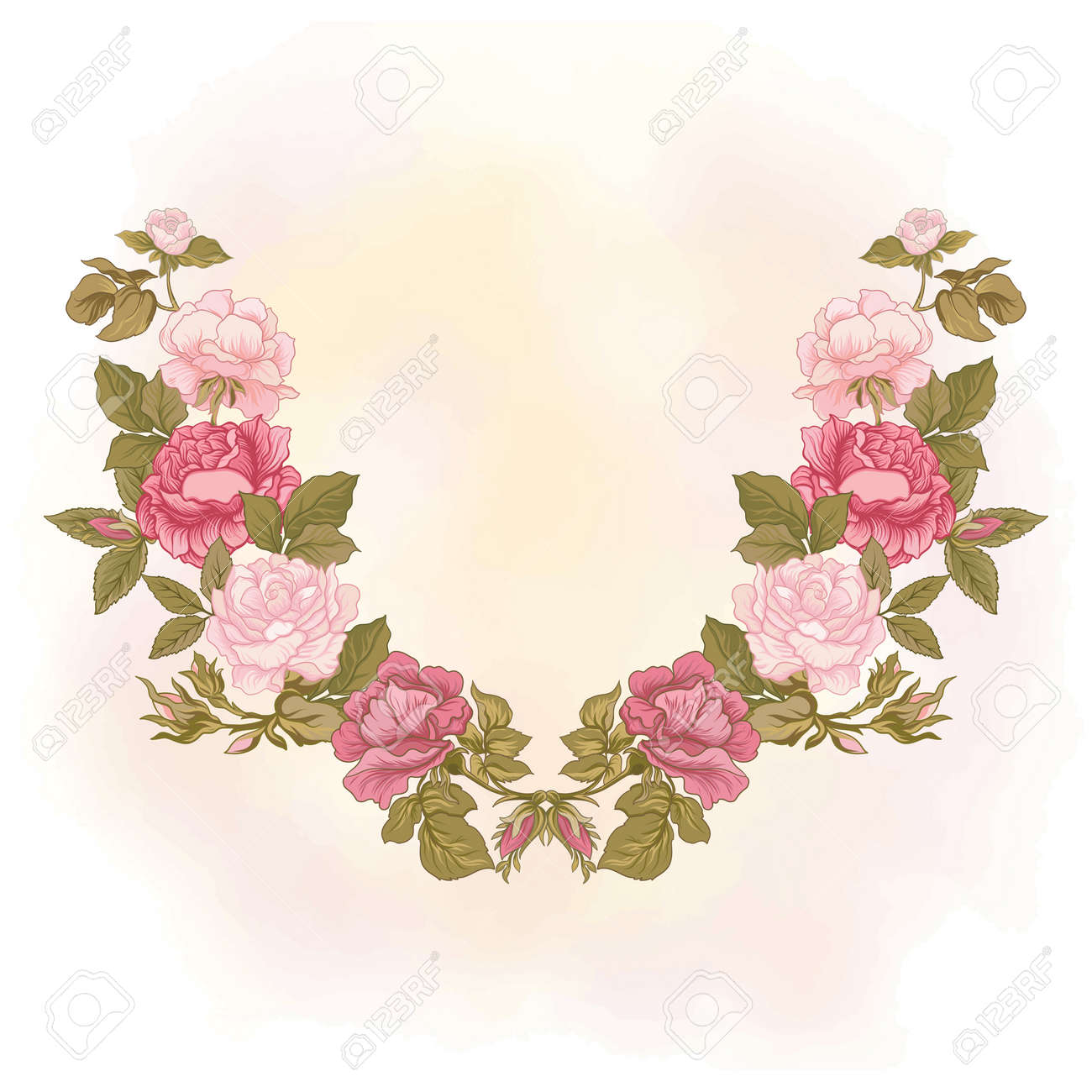 バラの花柄の首ライン刺繍デザイン ベクトルの図 のイラスト素材 ベクタ Image