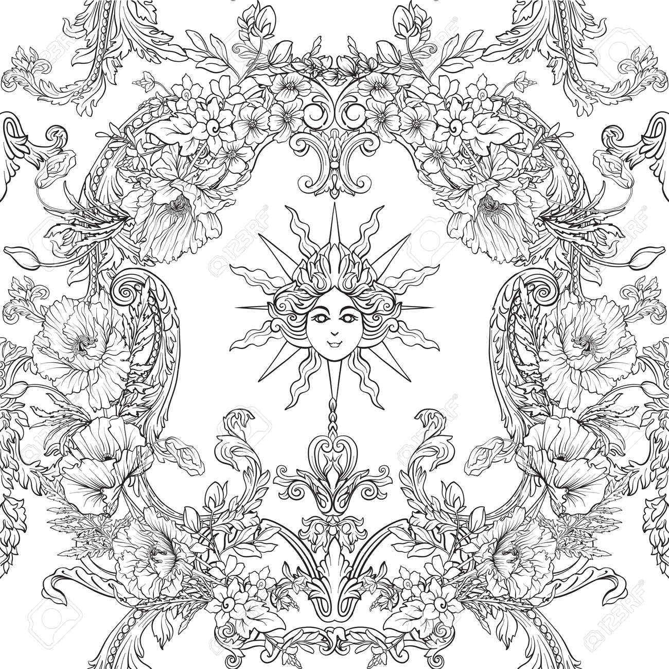 水仙 アネモネ ロココ様式の装飾が施された植物のビンテージ スタイルのスミレのシームレスなパターン 手描きの大人の塗り絵の着色のページの概要を説明します ストック ライン ベクトル イラスト のイラスト素材 ベクタ Image 水仙 アネモネ ロココ様式の装飾が施された植物のビンテージ スタイルのスミレのシームレスなパターン 手描きの大人の塗り絵の着色のページの概要を説明します ストック ライン ベクトル イラスト のイラスト素材 ベクタ Image