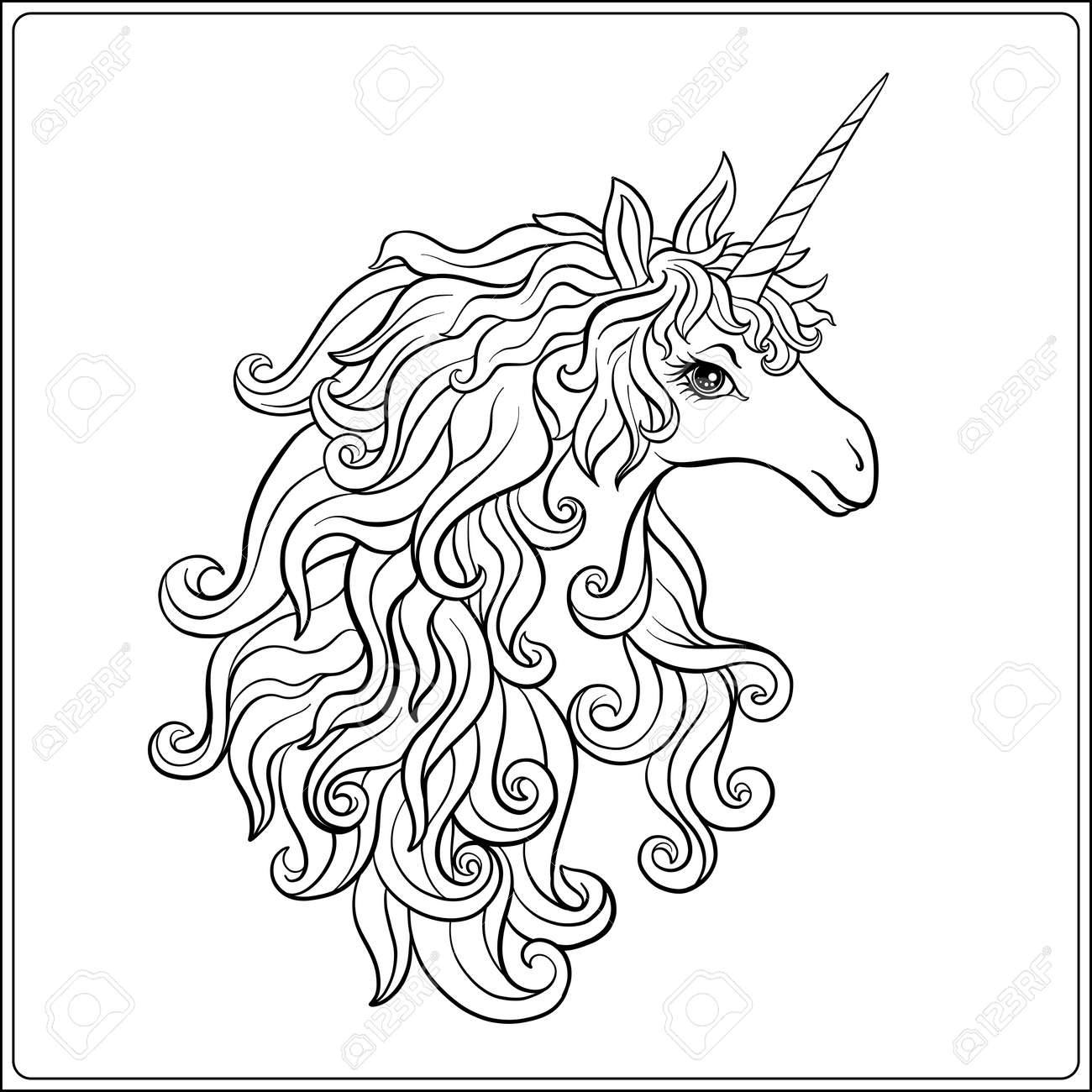Unicorn Outline Drawing Coloring Page Coloring Book For Adult