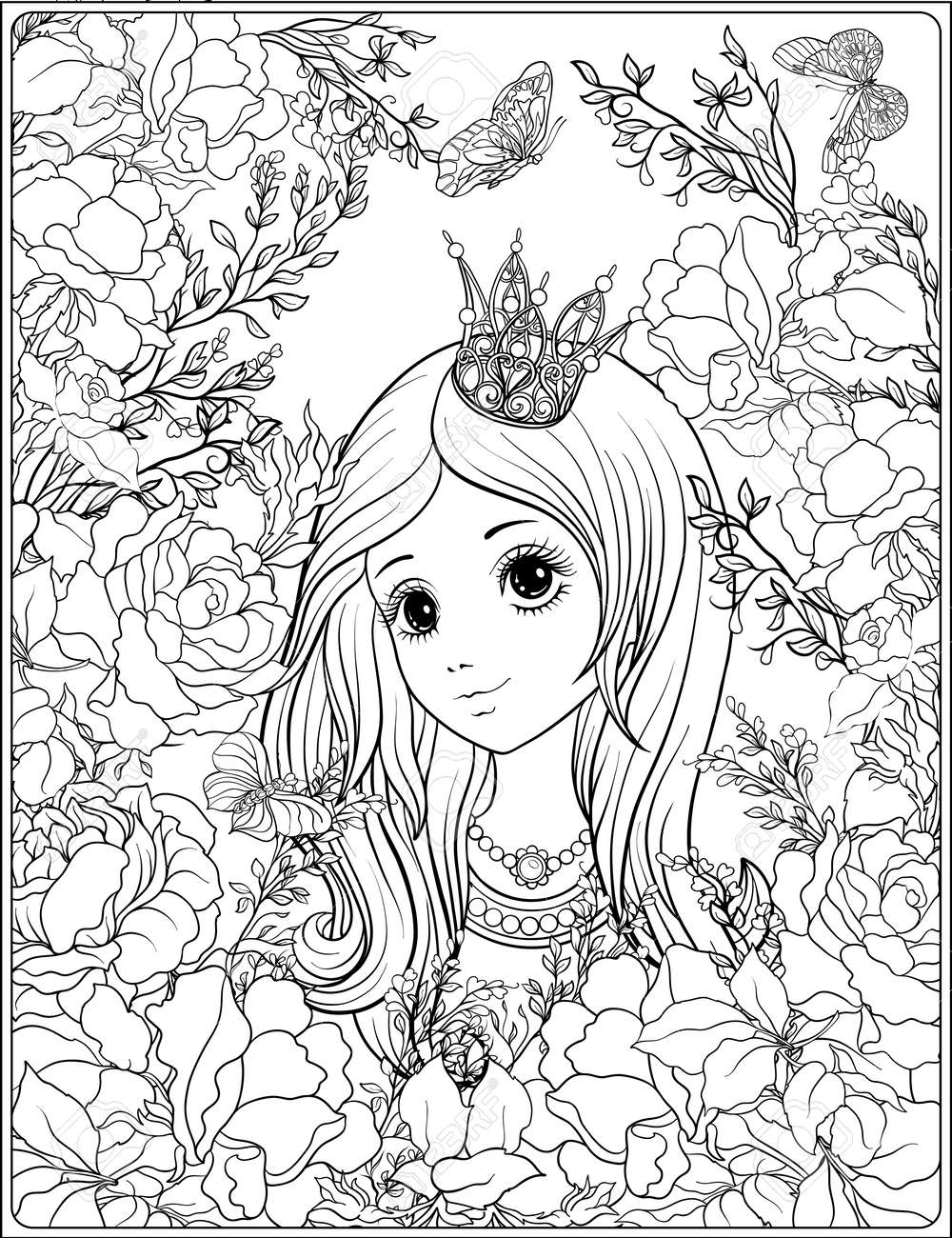 Princess In The Garden Of Roses Royalty Free Cliparts Vectors And Stock Illustration Image 87673761
