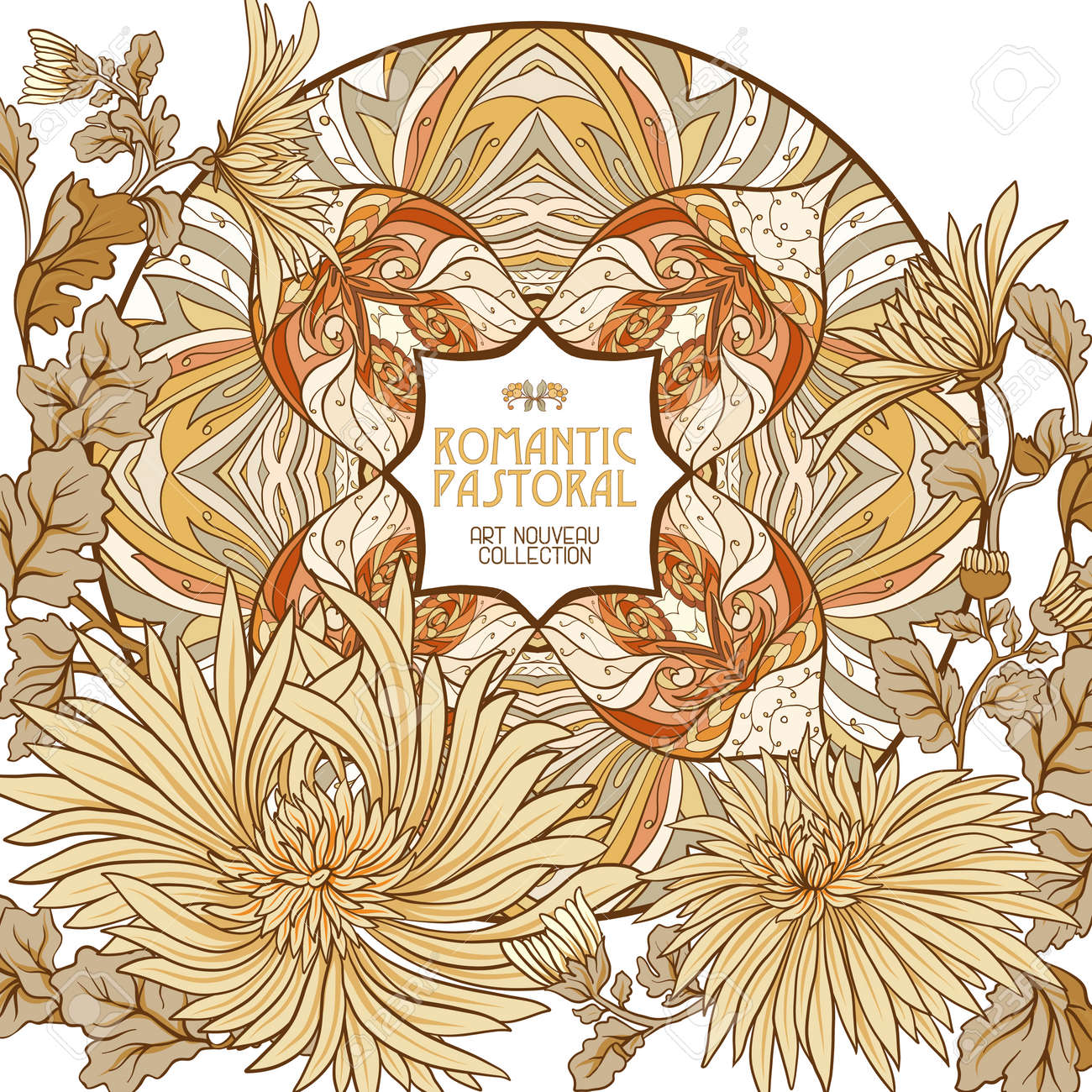 アール ヌーボー様式の装飾的な花。のイラスト素材・ベクター Image