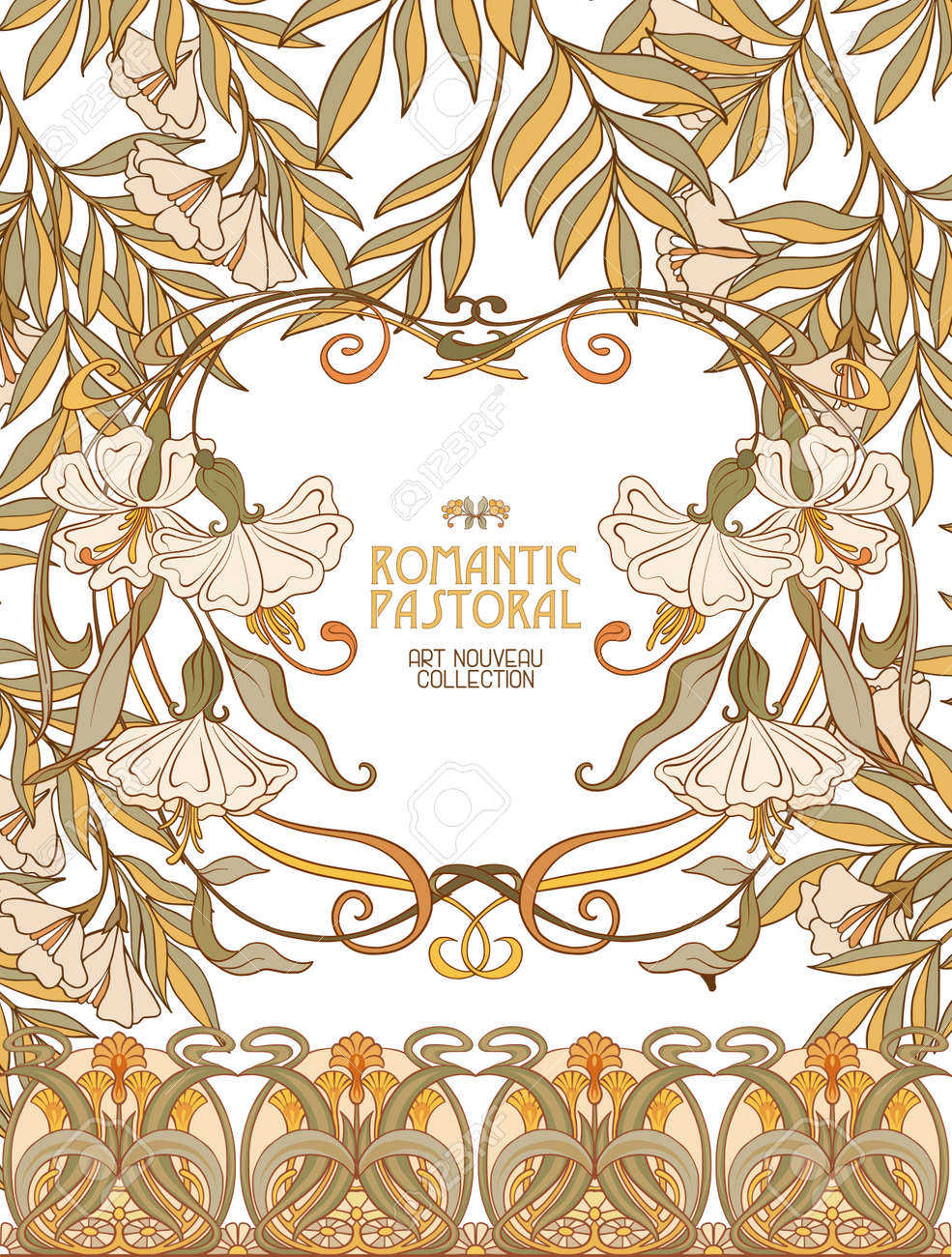 アール ヌーボー様式の装飾的な花。のイラスト素材・ベクター Image