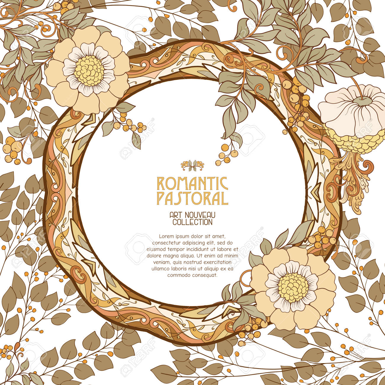 アール ヌーボー様式の装飾的な花。のイラスト素材・ベクター Image