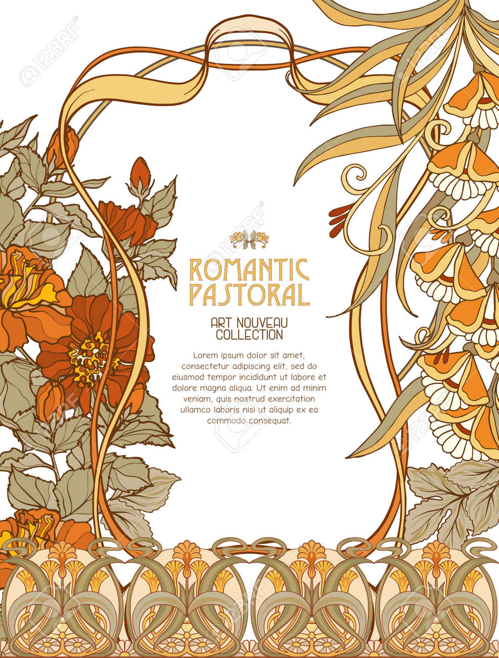 アール ヌーボー様式の装飾的な花。のイラスト素材・ベクター Image