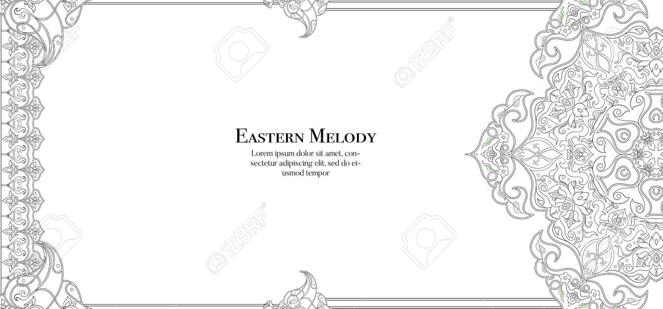 Eastern ethnic motif, traditional muslim ornament. Template for wedding invitation, greeting card, banner, gift voucher, label. - 133996901 Eastern ethnic motif, traditional muslim ornament. Template for wedding invitation, greeting card, banner, gift voucher, label. - 133996901