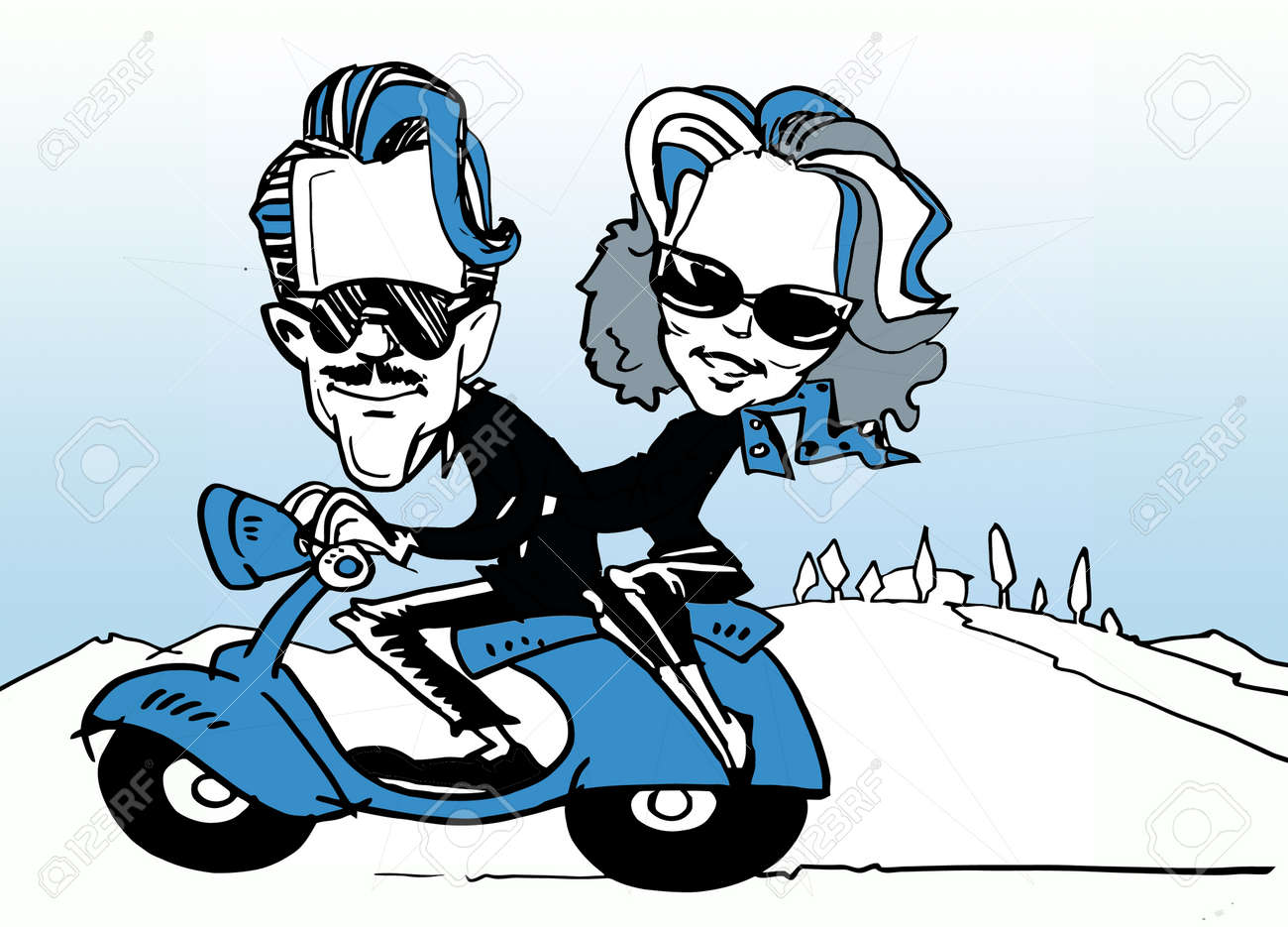 Drôle De Couple Sur Un Scooter Banque Dimages Et Photos Libres De