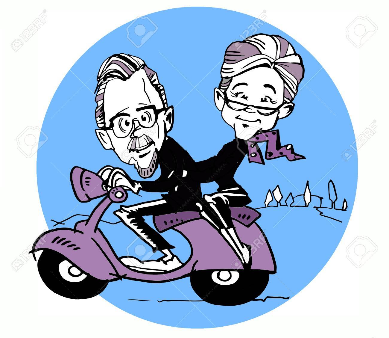 Couple De Personnes Agees Drole Sur Un Scooter Banque D Images Et Photos Libres De Droits Image 26007342
