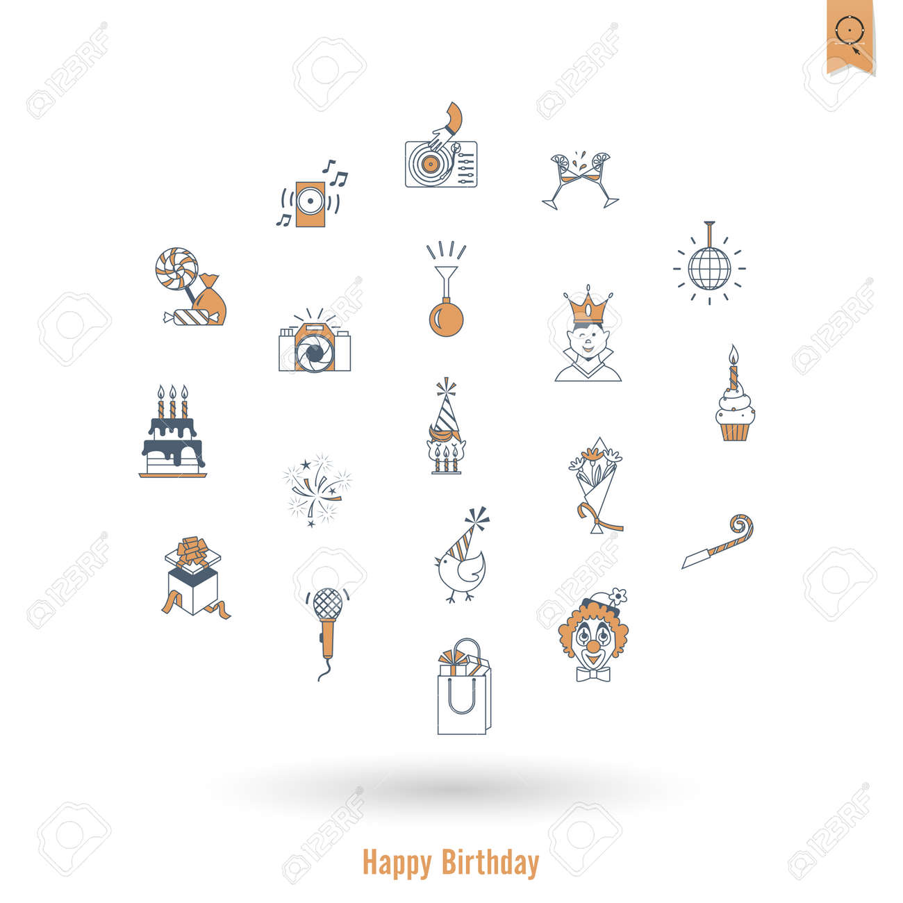 幸せな誕生日のアイコンを設定します の写真素材 画像素材 Image 2459