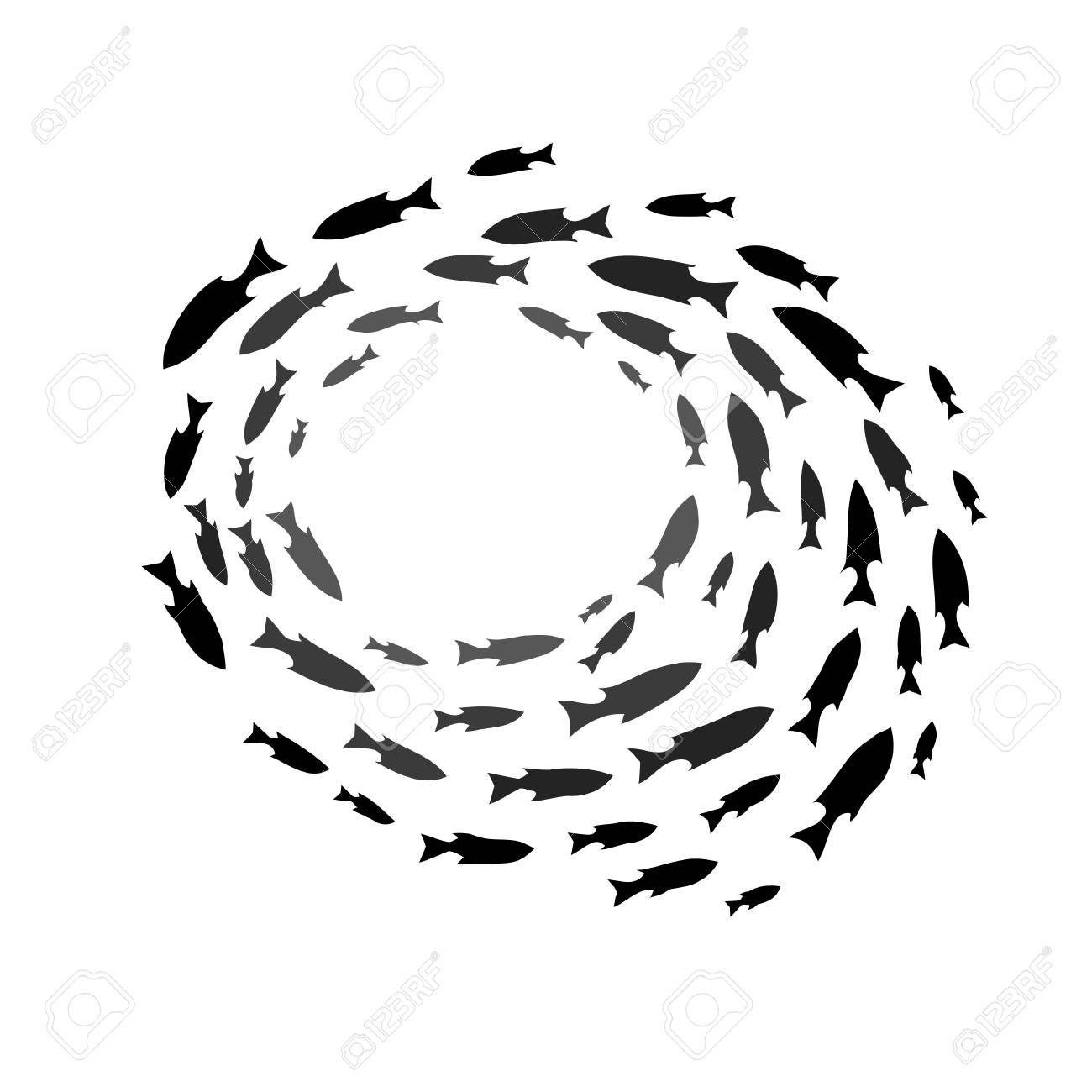 魚の群れ 海魚のシルエット 書いてみます背景に分離した魚の群れのイラスト素材 ベクタ Image 88423113