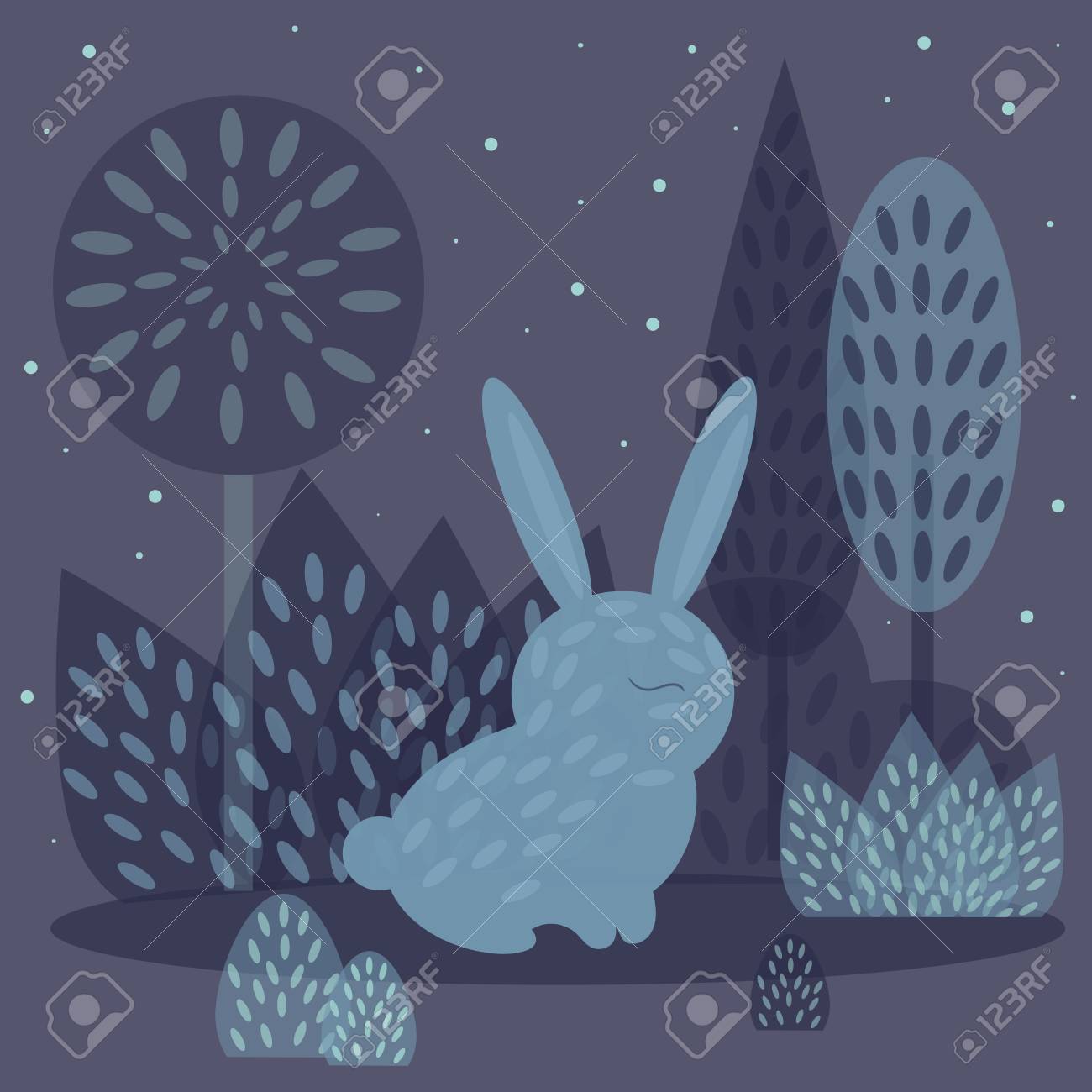 冬の兎はベクトル フラット スタイルのイラストです 森のうさぎのイラスト素材 ベクタ Image 冬の兎はベクトル フラット スタイルのイラストです 森のうさぎのイラスト素材 ベクタ Image