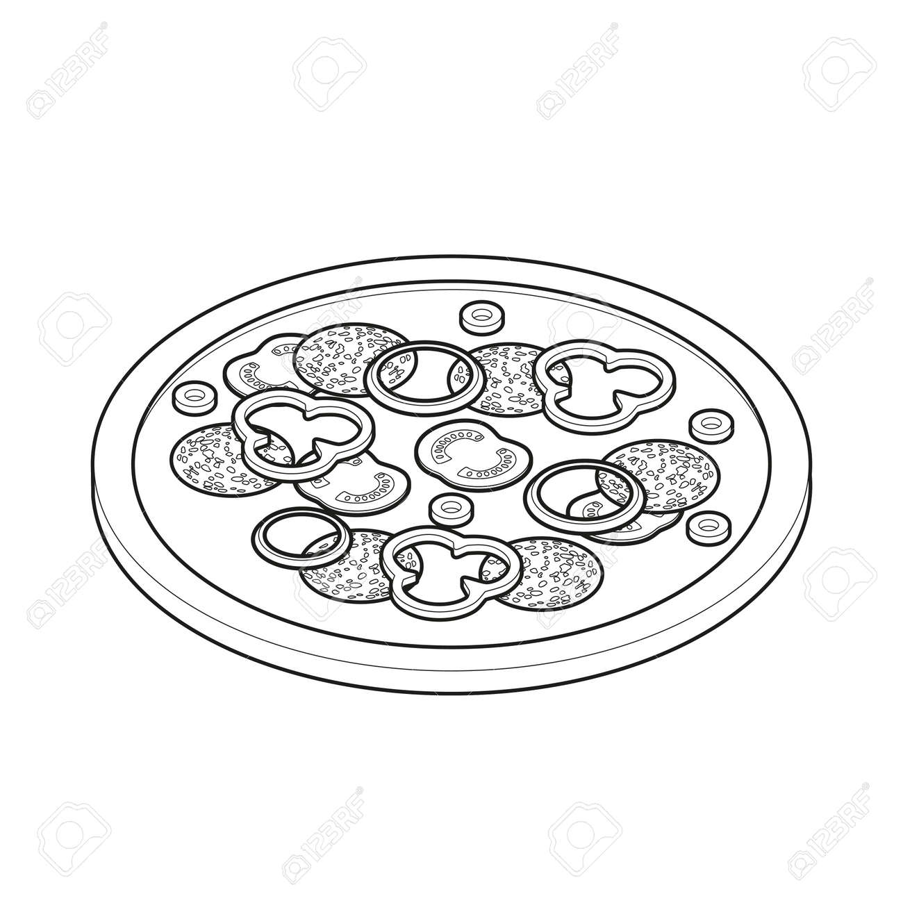 Pizza Isometric Icon Coloring Book Concept Unhealthy Food Fast Food Illustration Pepperoni Royalty Free Cliparts Vectors And Stock Illustration Image
