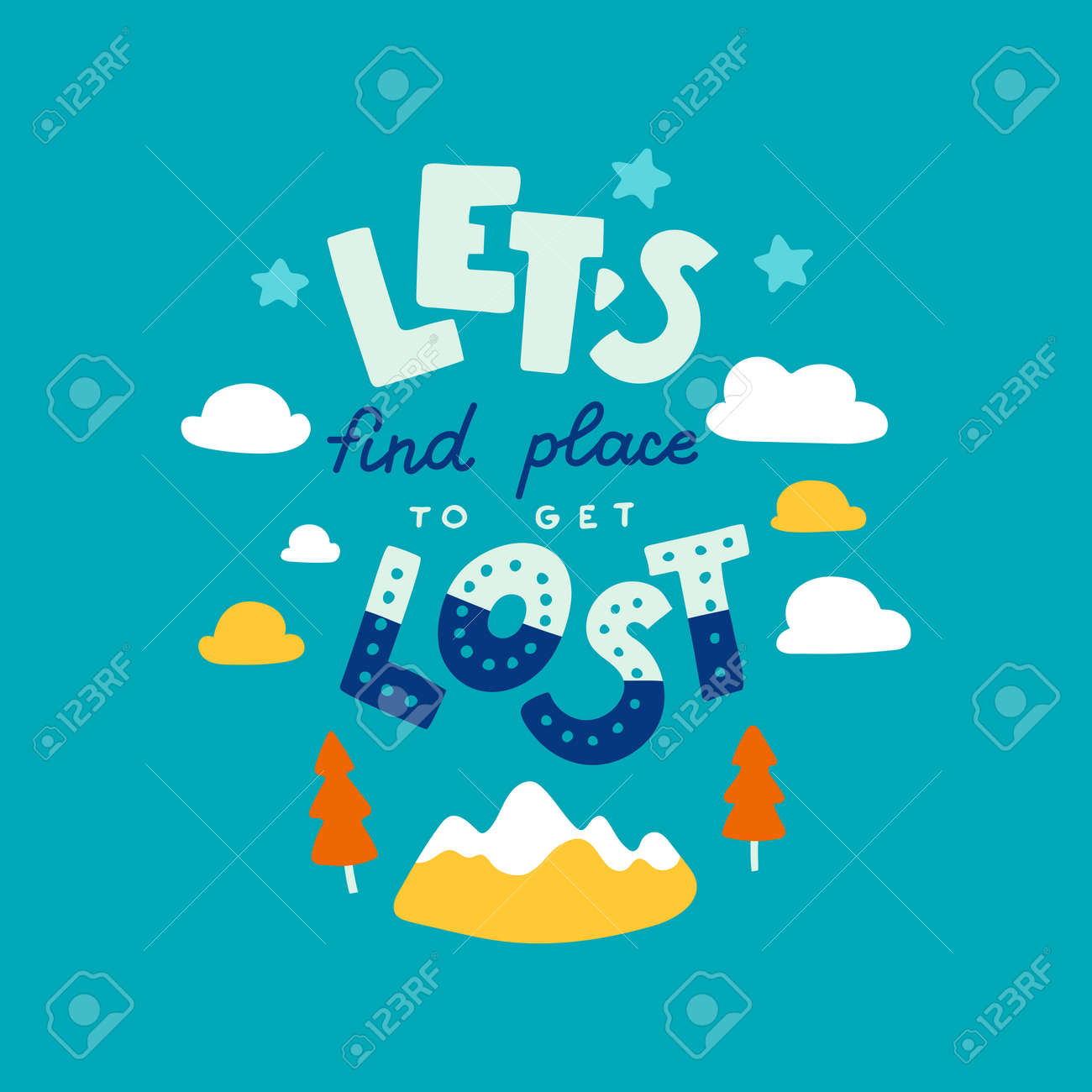Permet De Trouver Un Endroit Pour Se Perdre Citation De Lettrage Dessine A La Main Clip Art Libres De Droits Vecteurs Et Illustration Image
