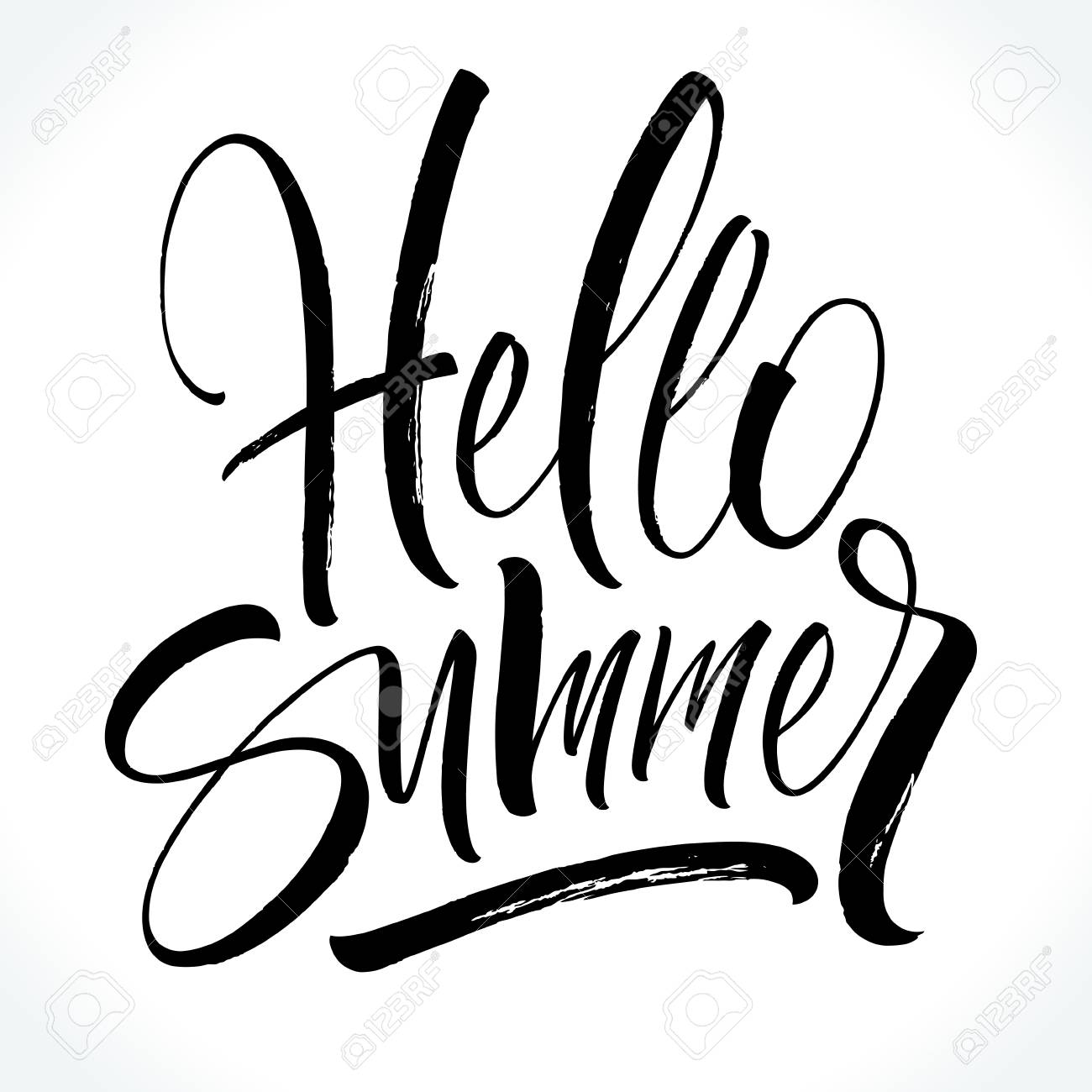 hello summer lettering brush painted letters template for banner
