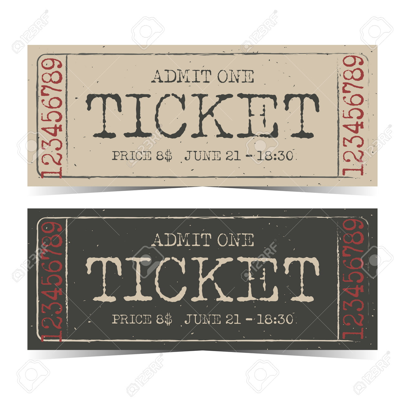 Vintage Ticket Or Retro Ticket Template Design. Vector