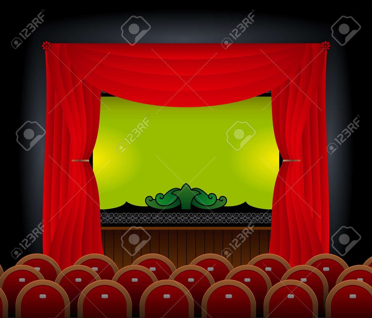 ステージと空の映画館のスクリーン のイラスト素材 ベクタ Image