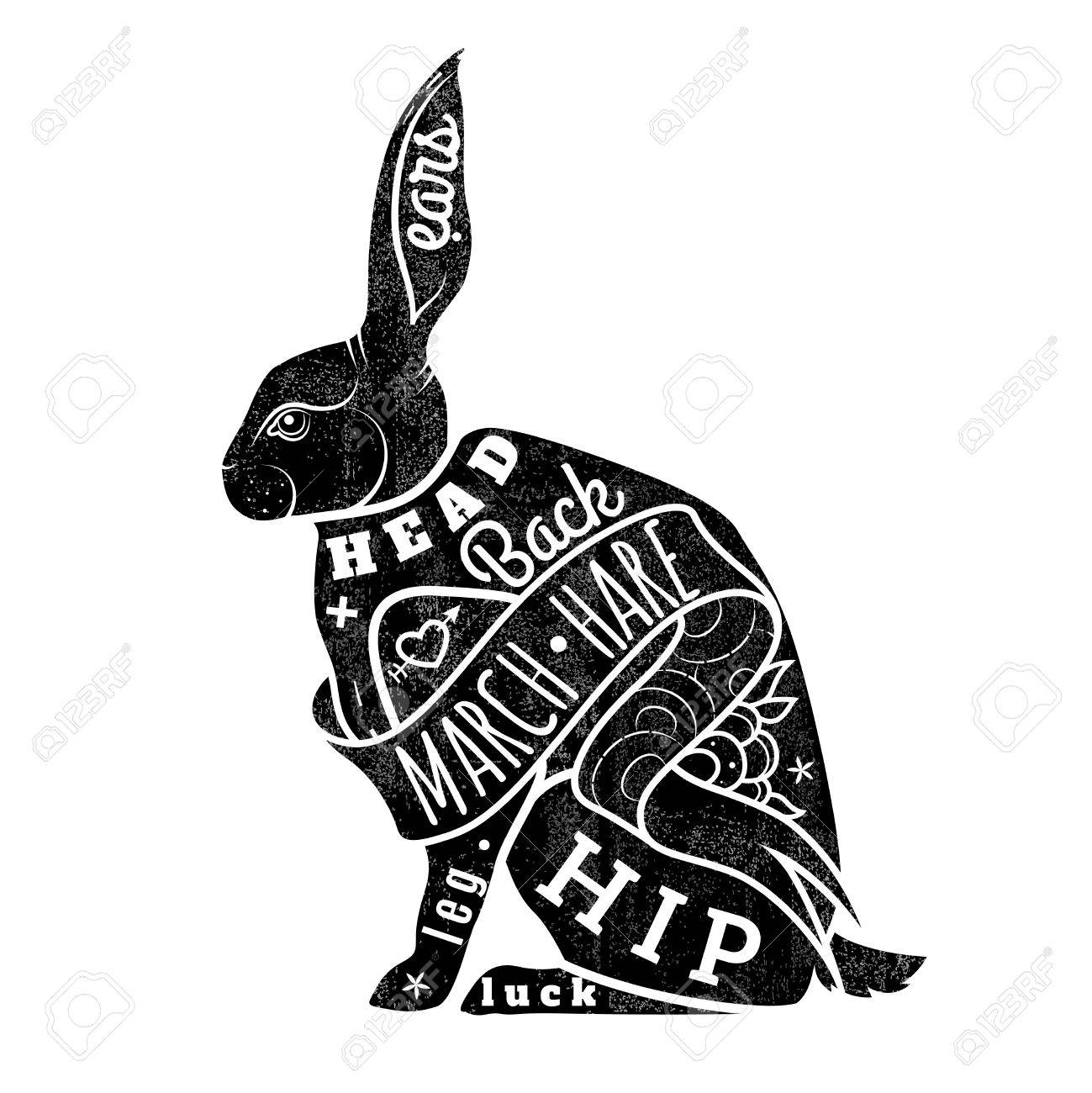 黒うさぎをベクトルします 3 月はウサギ ベクトル図のイラスト素材 ベクタ Image