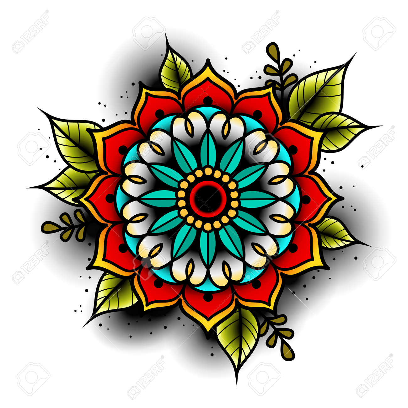 Old School Tattoo Flowers