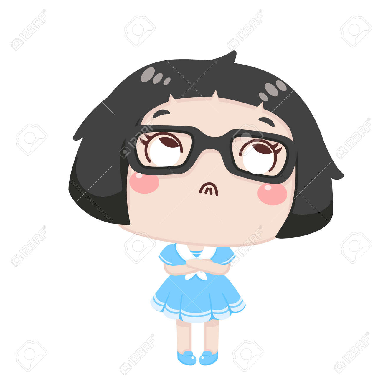 かわいい漫画の女の子の動揺を感じる のイラスト素材 ベクタ Image