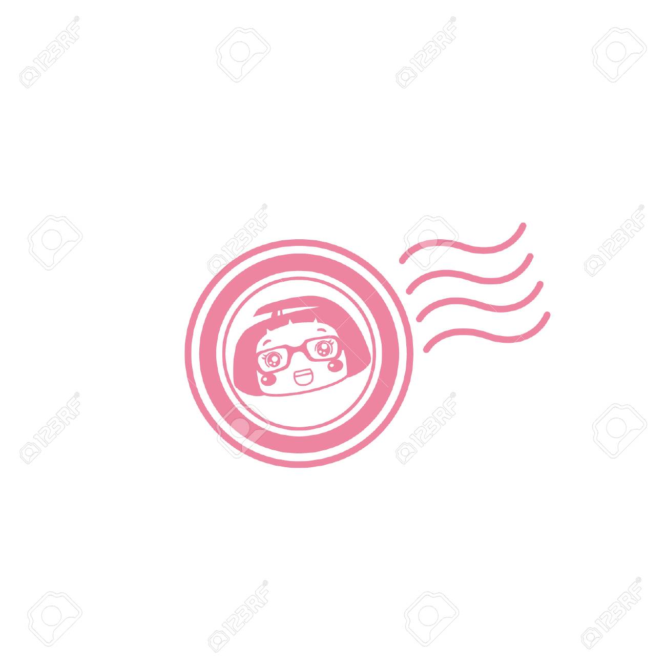 ポストマークコンセプトのかわいい漫画の女の子のイラスト素材 ベクタ Image
