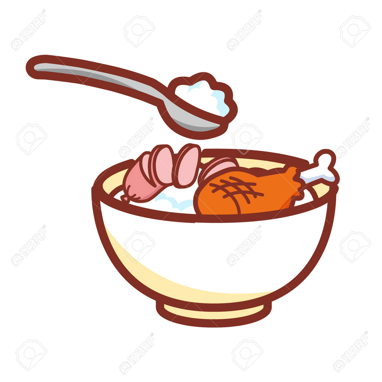 お茶碗と肉 のイラスト素材 ベクタ Image