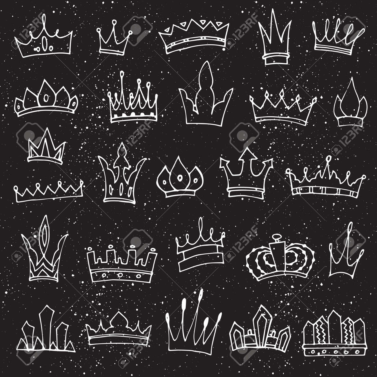 手描きの王冠コレクション インク スケッチ ベクター デザイン要素です のイラスト素材 ベクタ Image