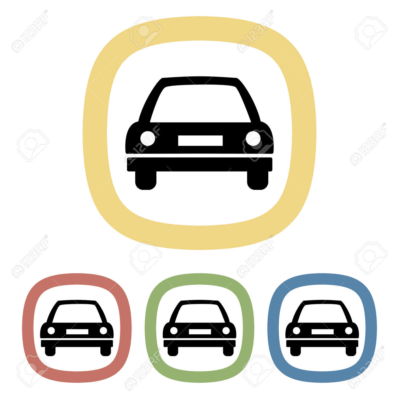 簡単な車の黒いアイコン 黒いアイコンのセットのイラスト素材 ベクタ Image