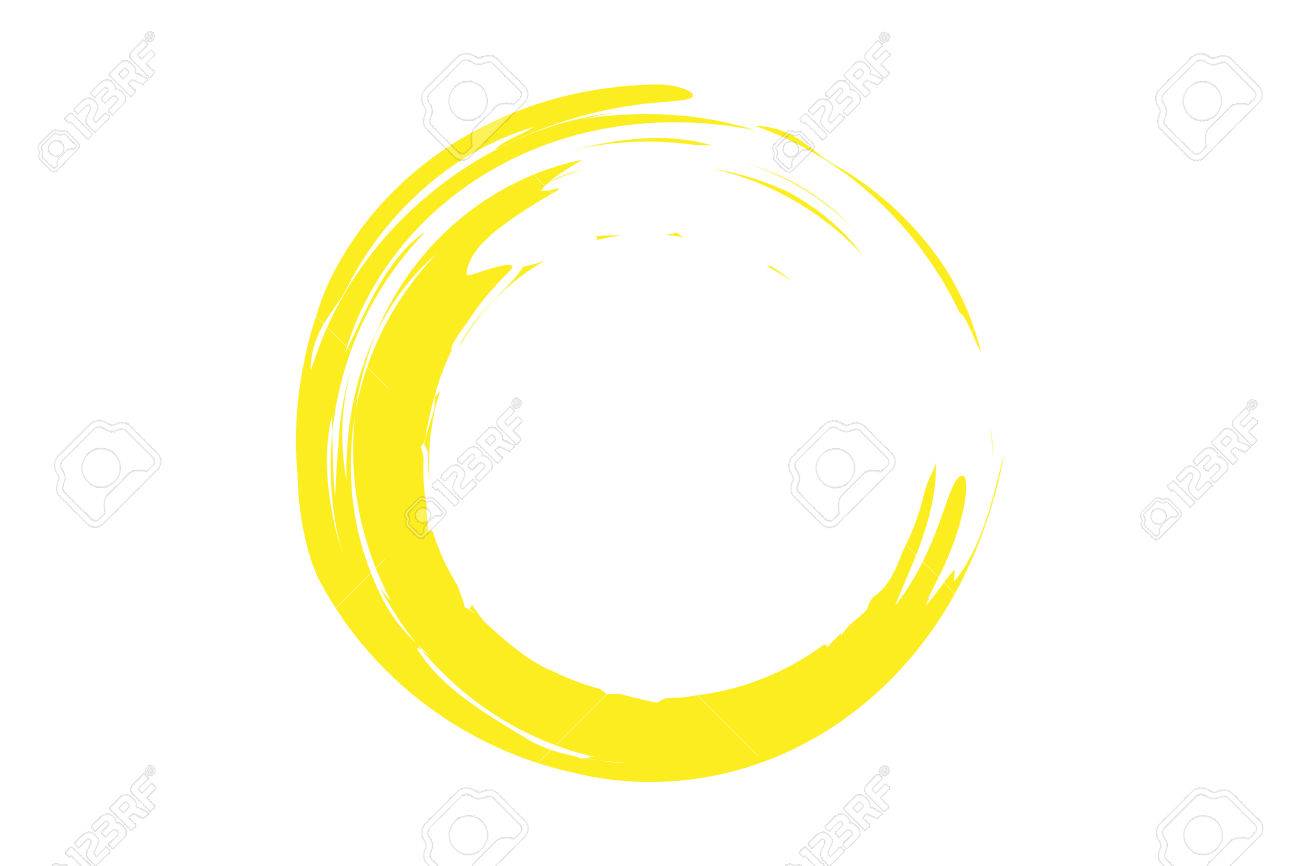 yellow circle illustration in rough paint strokes zdjęcia royalty