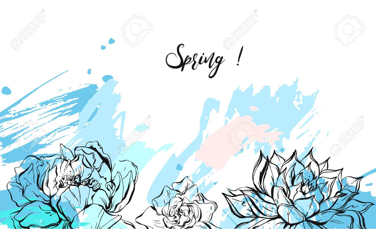 手描きベクトル芸術的普遍的な質感のフリーハンドのテクスチャと白い背景に分離されたパステル カラーのフラワー モチーフを自然と抽象カバー ヘッダー 結婚式のための珍しいデザインの誕生日のイラスト素材 ベクタ Image