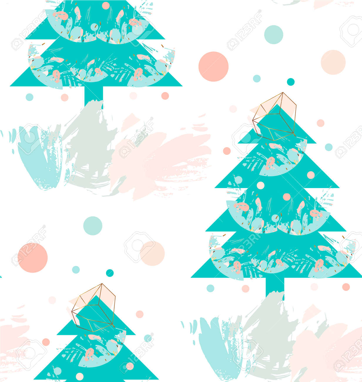 かわいいクリスマス ツリーと雪のシームレスなクリスマス背景 の