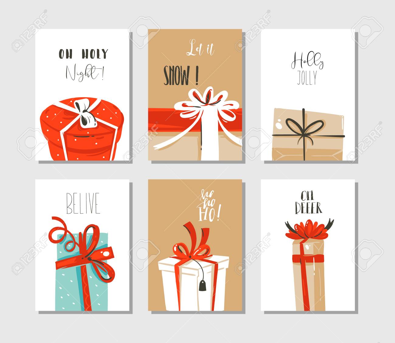 サプライズ ギフト ボックス クラフト用紙の背景に分離されたモダン タイポグラフィとのキュートなイラスト のイラスト素材 ベクタ Image