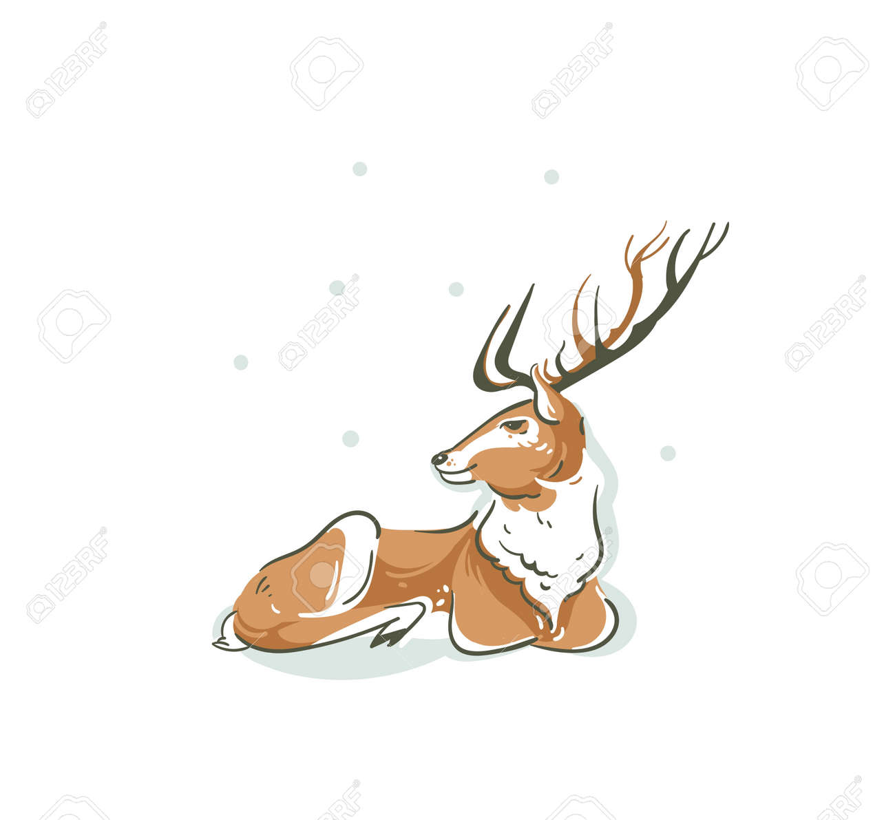 Hand Drawn Vector Abstract Fun Merry Christmas Time Cartoon Illustration