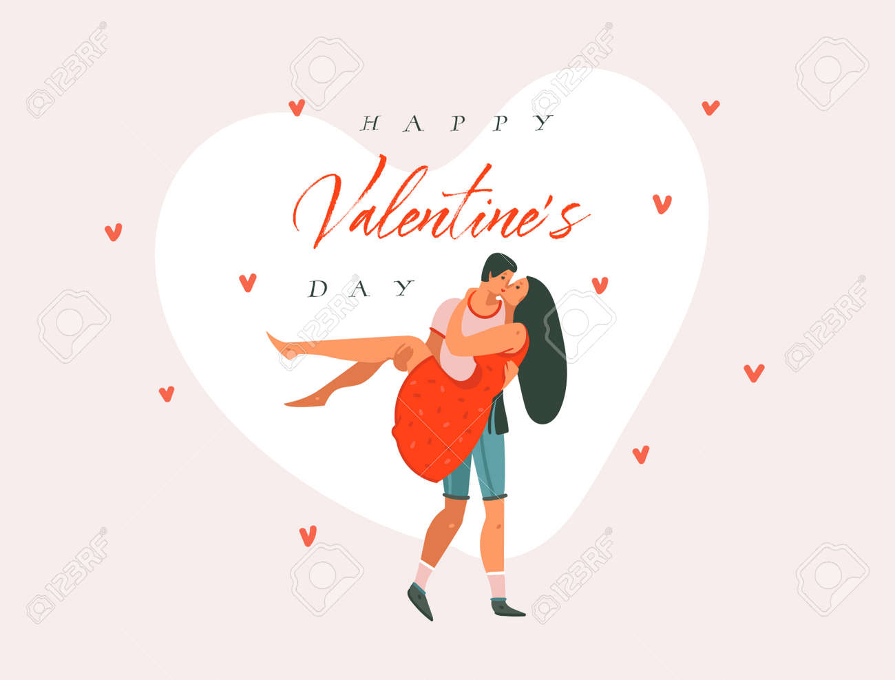 Hand drawn vector abstract cartoon modern graphic Happy Valentines concept illustrations art card with dancing couple people together and Happy Valentines day text isolated on pink pastel background. - 116845576 Hand drawn vector abstract cartoon modern graphic Happy Valentines concept illustrations art card with dancing couple people together and Happy Valentines day text isolated on pink pastel background. - 116845576