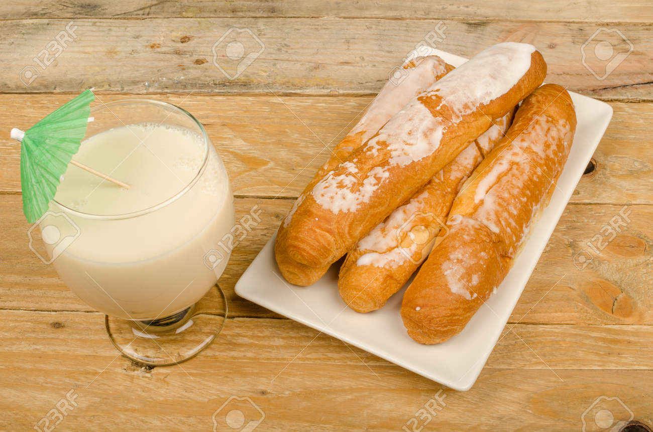 horchata and fartons a traditional spanish snack eaten in summer