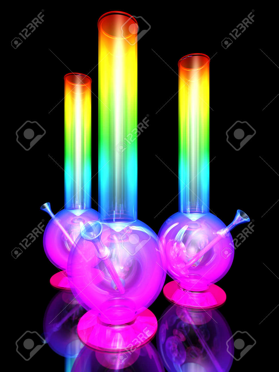 three bongs isolated on