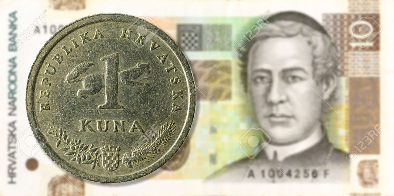 1 Croatian Kuna Coin Against 10 Croatian Kuna Bank Note Obverse Stock  Photo, Picture and Royalty Free Image. Image 73416824.