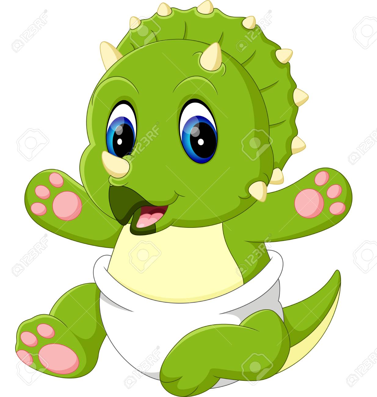 Cute Baby Triceratops Cartoon Stock Photo, Picture And Royalty Free Image.  Image 60915420.