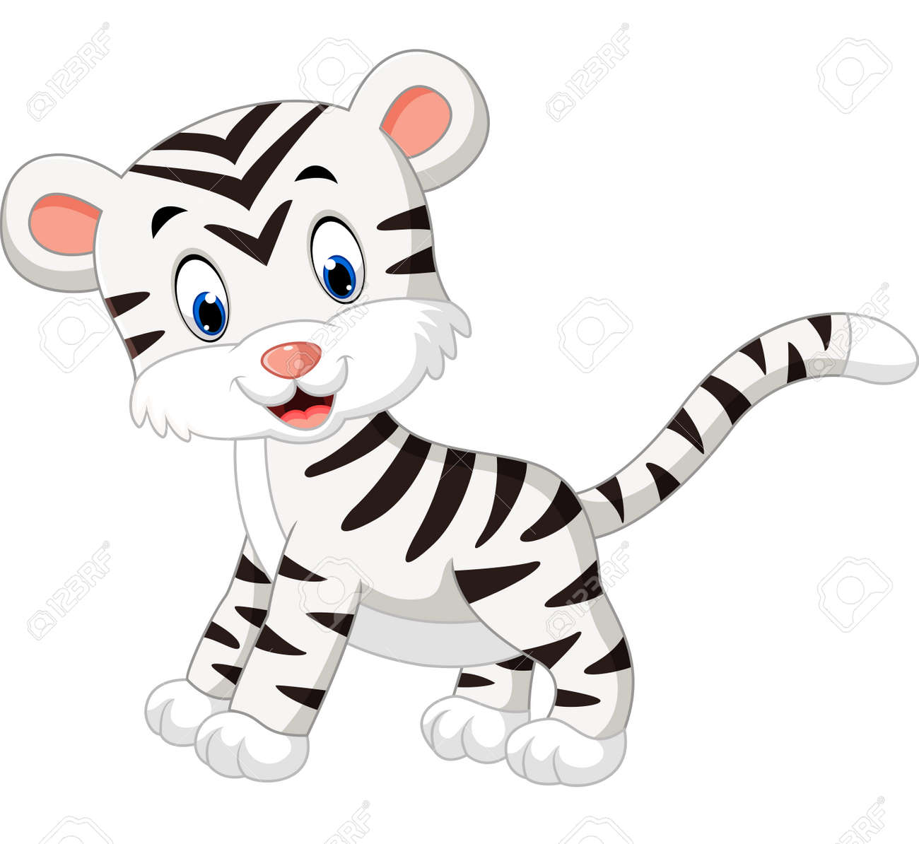 Ilustracion De Tigre Blanco Lindo Bebe Ilustraciones Vectoriales Clip Art Vectorizado Libre De Derechos Image