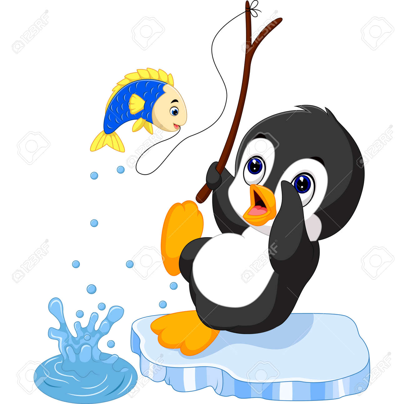 ペンギンの釣り のイラスト素材 ベクタ Image