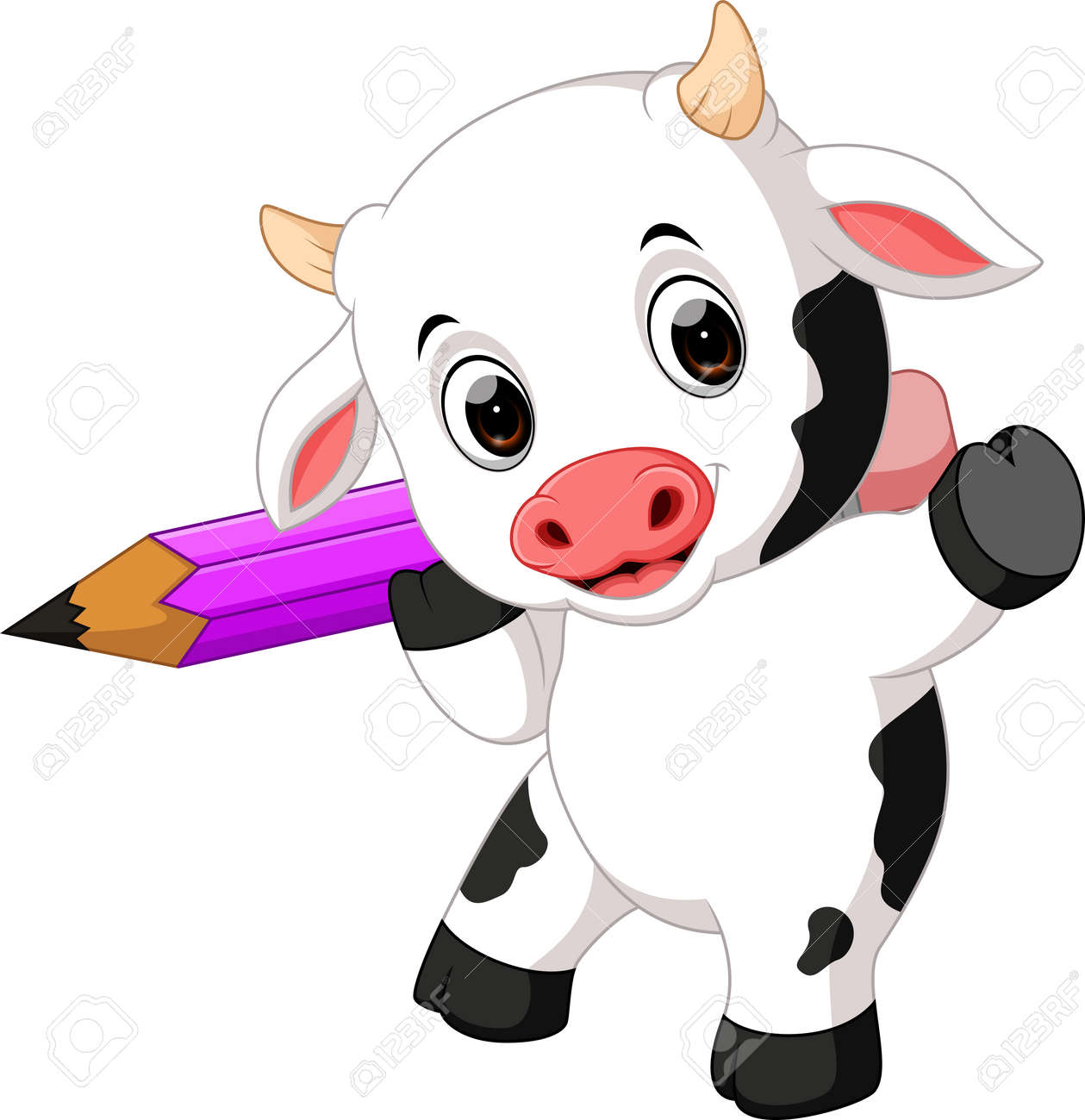 かわいい赤ちゃん牛持株鉛筆のイラスト素材 ベクタ Image かわいい赤ちゃん牛持株鉛筆のイラスト素材 ベクタ Image