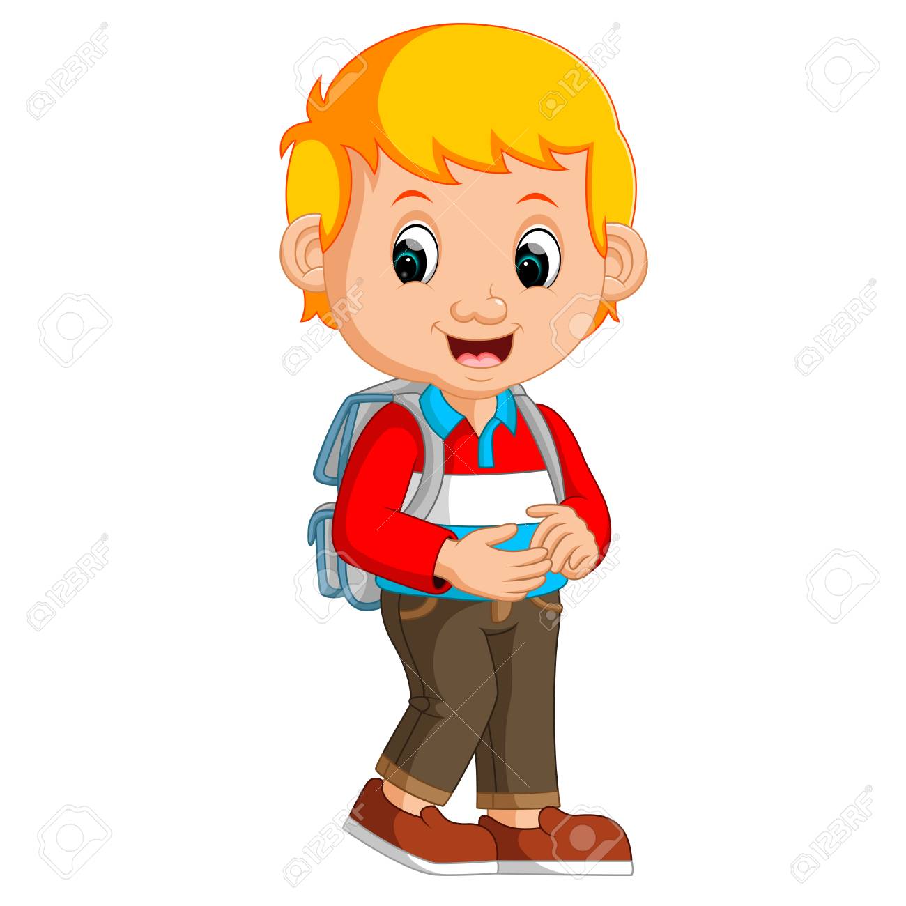 cartoon kid with backpack